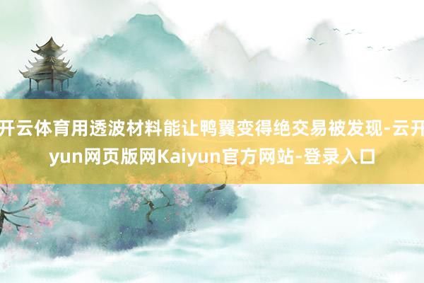 开云体育用透波材料能让鸭翼变得绝交易被发现-云开yun网页版网Kaiyun官方网站-登录入口